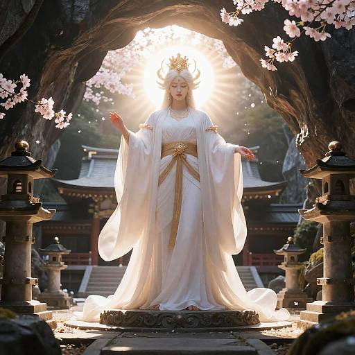 Radiant Amaterasu Emerging From Sacred Cave