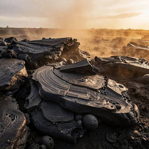 Hardened Lava Flow with Dusty Orange Haze