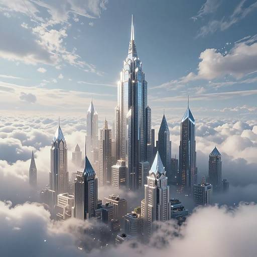 Dreamscape Metropolis Piercing Clouds