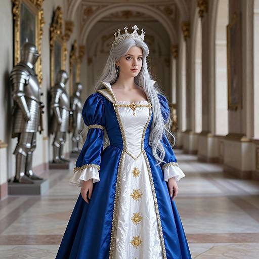 Regal Woman in Royal Blue Dress