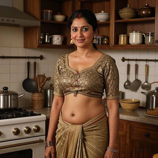 Hyperrealistic Tamil Woman in Kitchen