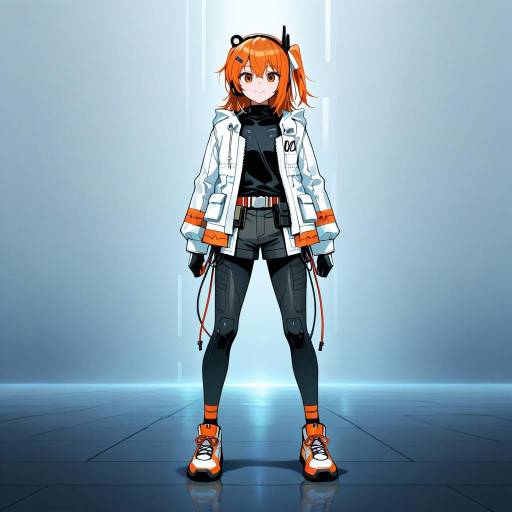 Futuristic Android Girl in Techno Dystopia