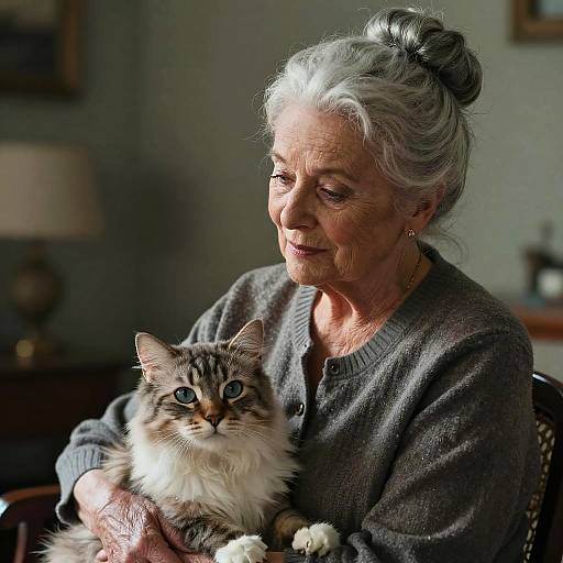 Charming Elderly Woman with Cat