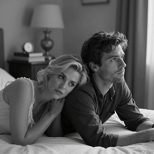 Intimate Black and White Bedroom Scene