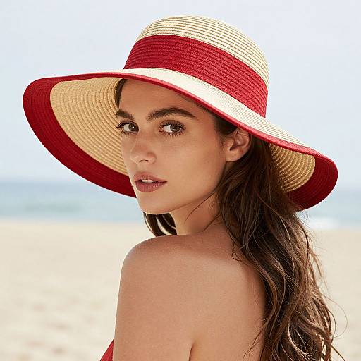 Summer Woman Wearing Red Rib Trilby