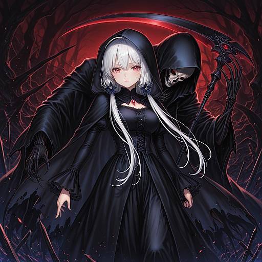 Illustration of Grim reaper, original in the style of Kazabuki poni