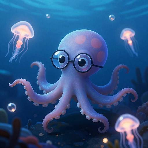 Tiny Bioluminescent Octopus in Spectacles