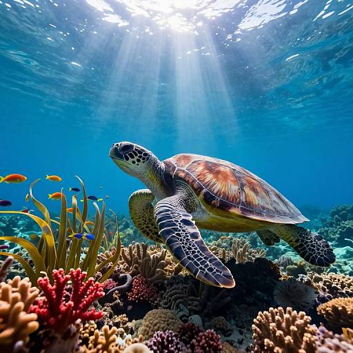 Majestic Sea Turtle in Vibrant Reef