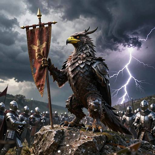 Realistic Griffin on Rocky Cliff