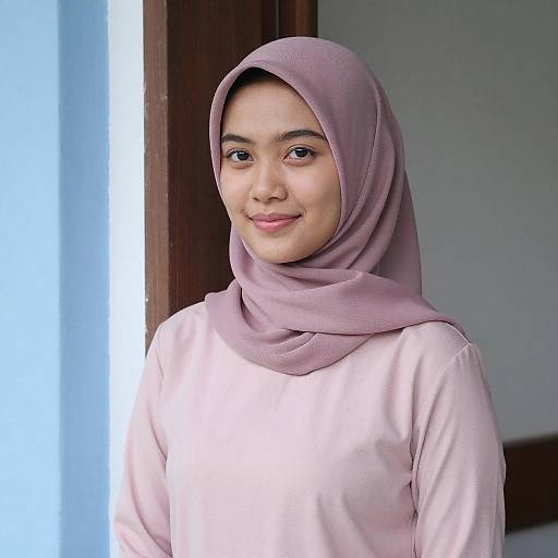 Young Asian Woman in Mauve Hijab