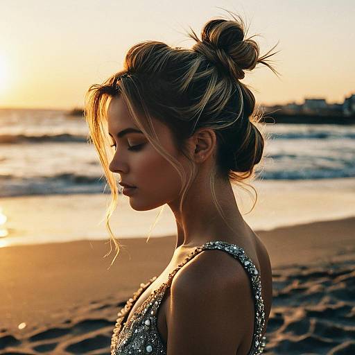 Messy Bun Evening Gown Sunset Fashion