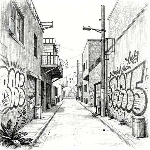 8bit Pencil Sketch of LA Alley