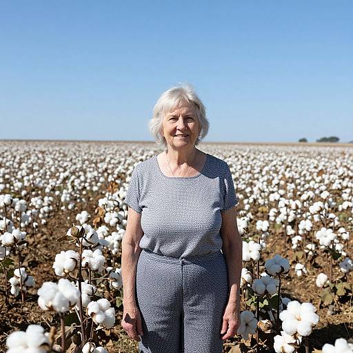 Older Woman in Cotton Field