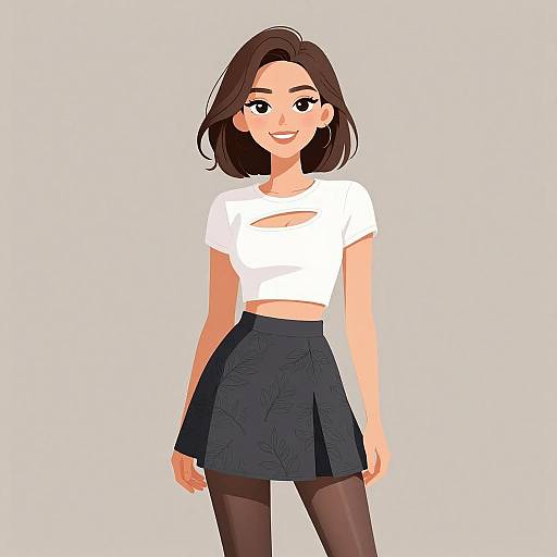 Smiling Woman in Casual Chic Outfit