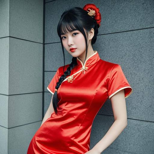 Woman in Modern Red Cheongsam