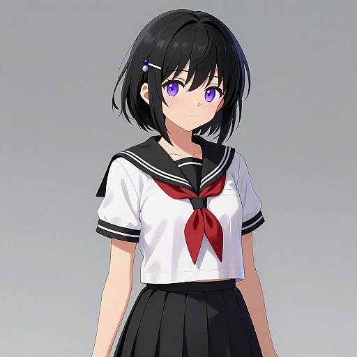 Anime Girl in Traditional Sailor Uniform