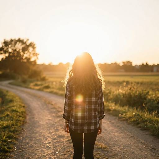 Sunlit Sunset with Person on Path