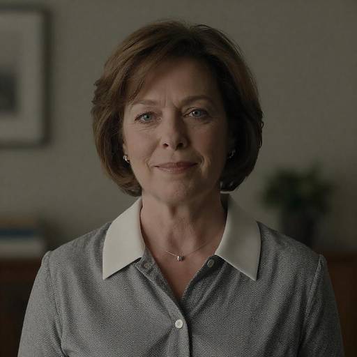 Middle-Aged Woman Portrait in Gray Blouse