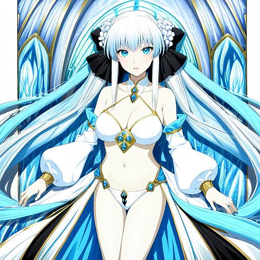 Illustration of Morgan le fay (water princess) (fate), fate/grand order in the style of Yamabuki (yusuraume)