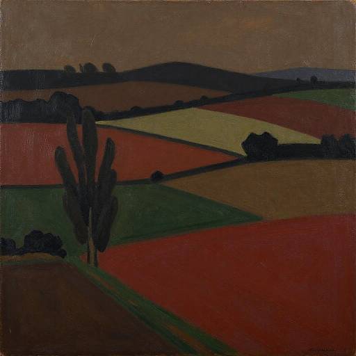 Jean Dubuffet Style Abstract Rural Landscape