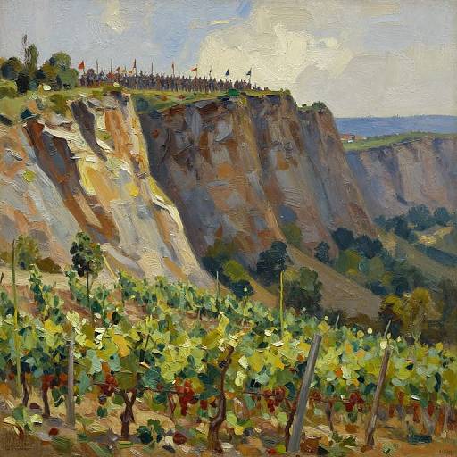 Detailed Cliffside Vineyard with Ancient Army