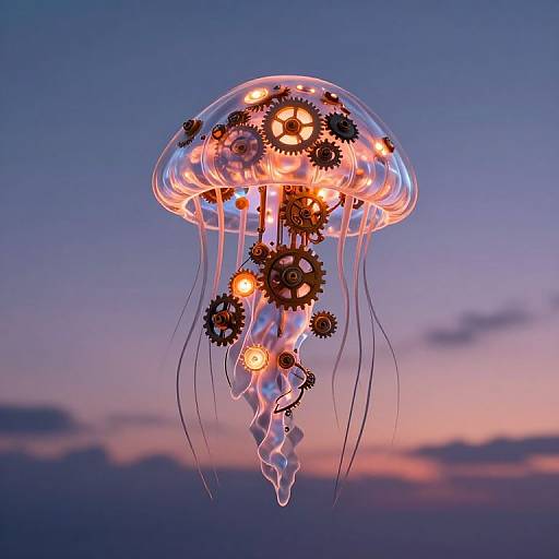 Steampunk Clockwork Jellyfish at Twilight