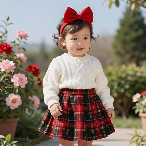 Stylish Baby Christmas Outfit in Garden