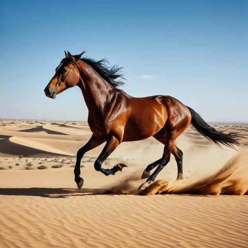 Arabian Stallion Galloping Through Desert Arabian Stallion Galloping Through Desert