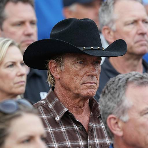 Middle-aged Man in Cowboy Hat in Crowd