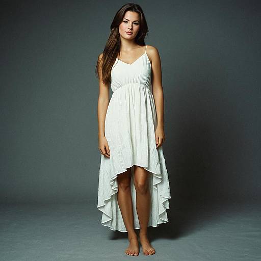 Woman in White High-Low Dress Standing