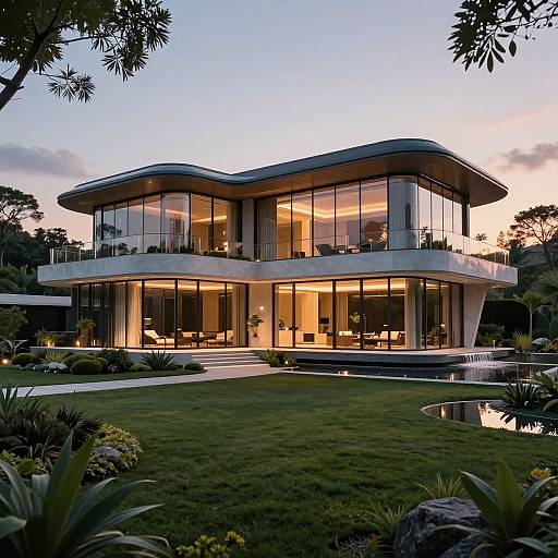 Futuristic Mansion with Lush Gardens