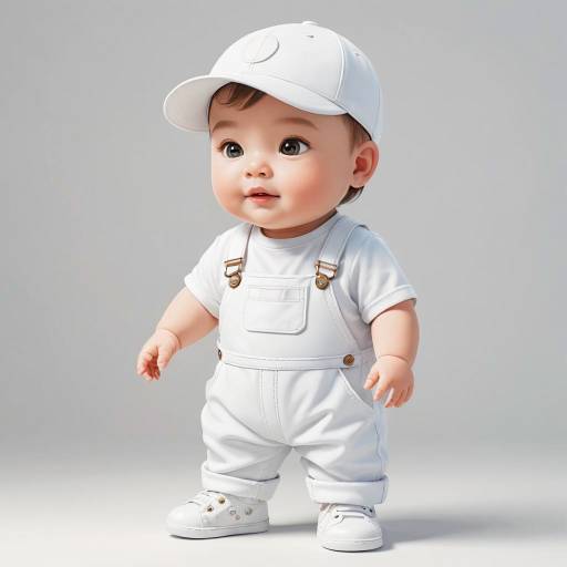 Chubby Toddler Boy in White Outfit