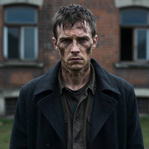 Portrait of a Ragged Man in Urban Decay