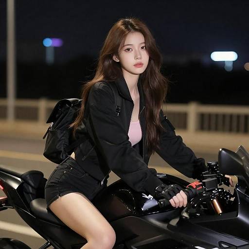 Nighttime Portrait of a Young Biker