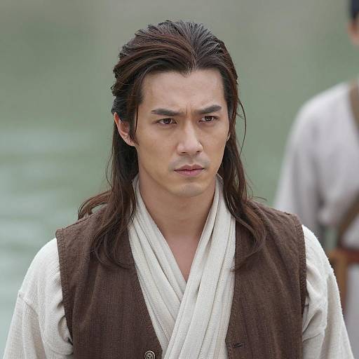 Focused Man in Nature Scene