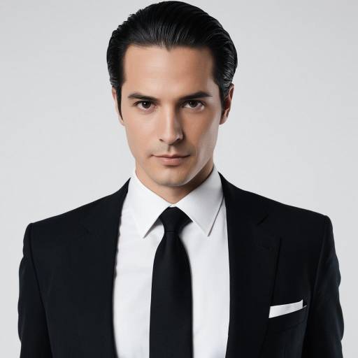 Man in Classic Black Suit and Tie