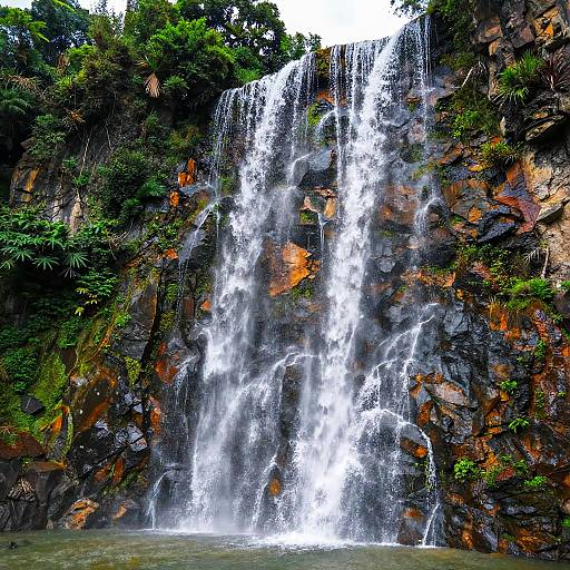 Vibrant Multi-Tiered Waterfall Scene