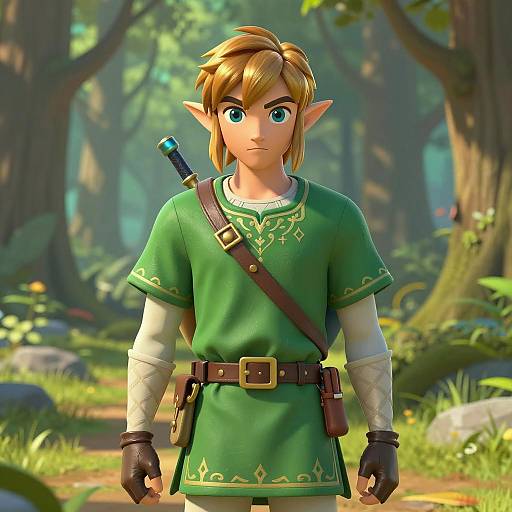 Fantasy Elf Warrior in Green Tunic