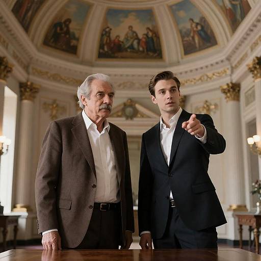 Men in Ornate Room with Dome Ceiling
