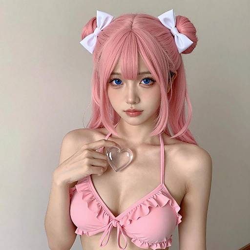 Young Woman with Pink Twin Buns