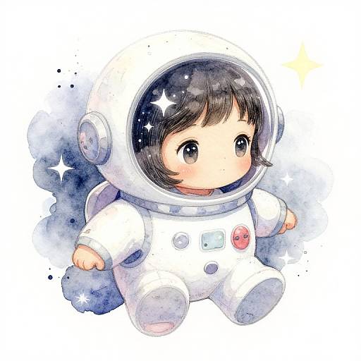 Cute Little Girl in Astronaut Suit