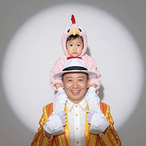 Joyful Duo in Vibrant Costumes