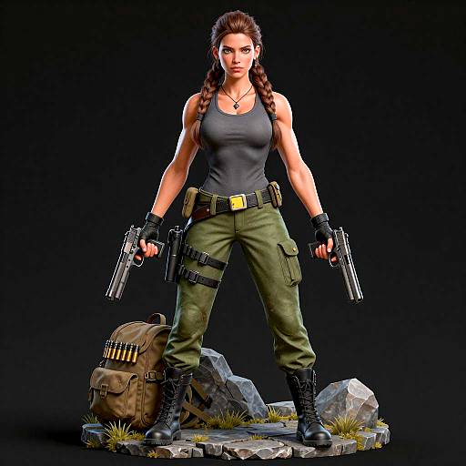 Muscular Woman Armed in Digital Art