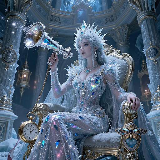 Mystical Frost Queen in Ethereal Ice Realm