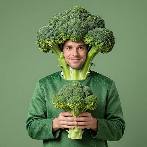 Photorealistic Man in Broccoli Costume