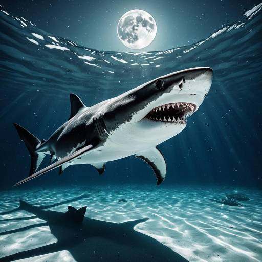 Sleek Shark in Moonlit Lagoon