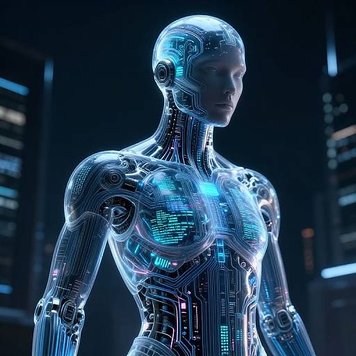 Cybernetic Humanoid with Transparent Skin