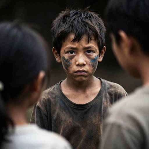 Intense Portrait of a Troubled Boy