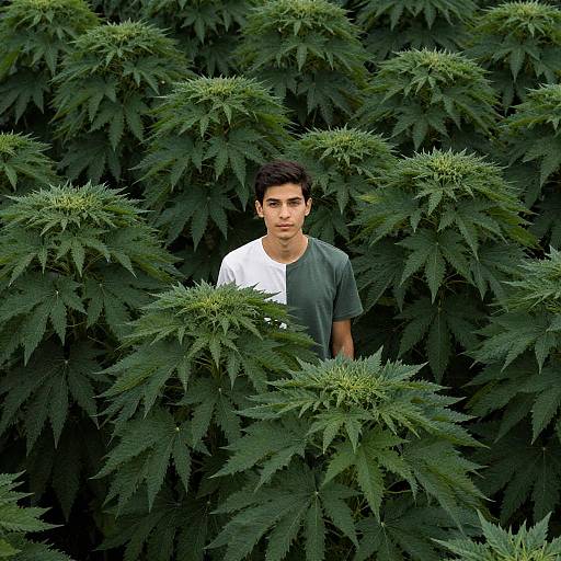Young Man in Lush Green Field