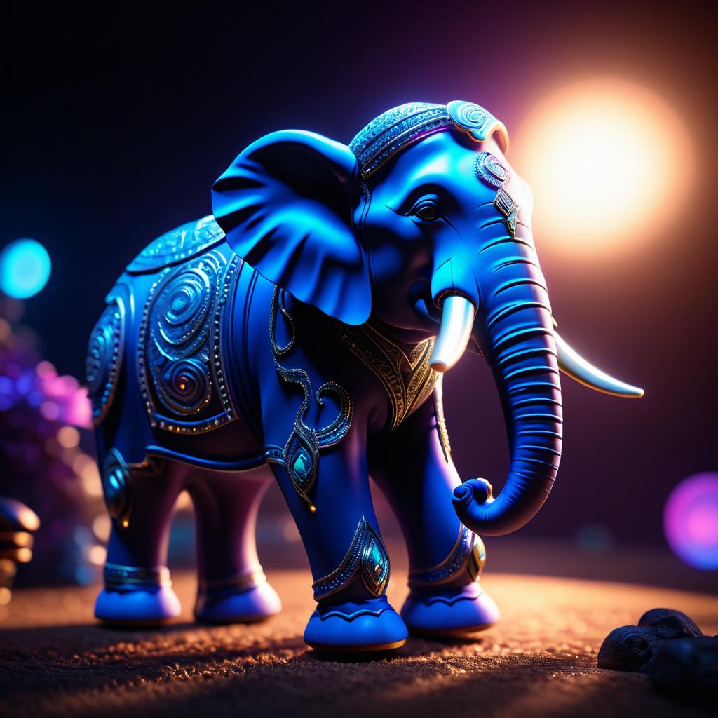 Cinematic Claymation Elephant with Glow